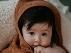 Kapuzenhandtuch GOTS Biobaumwolle - Toffee -Boo Poo kapuzenhandtuch toffee ls1