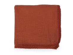 Musselindecke Mit Häkelrand Rust