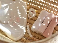 Musselindecke Mit Häkelrand Cream -Boo Poo muslin cig blanket white 2