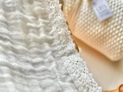 Musselindecke Mit Häkelrand Seagrass -Boo Poo muslin cig blanket white 5 4