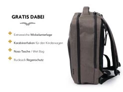 Ausklappbarer Wickelrucksack - Ash-brown -Boo Poo wickelrucksack laf as05