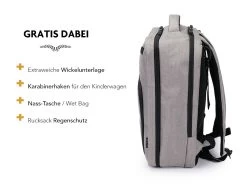 Ausklappbarer Wickelrucksack - French Grey -Boo Poo wickelrucksack laf gr05