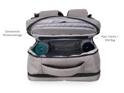 Ausklappbarer Wickelrucksack - French Grey -Boo Poo wickelrucksack laf gr06